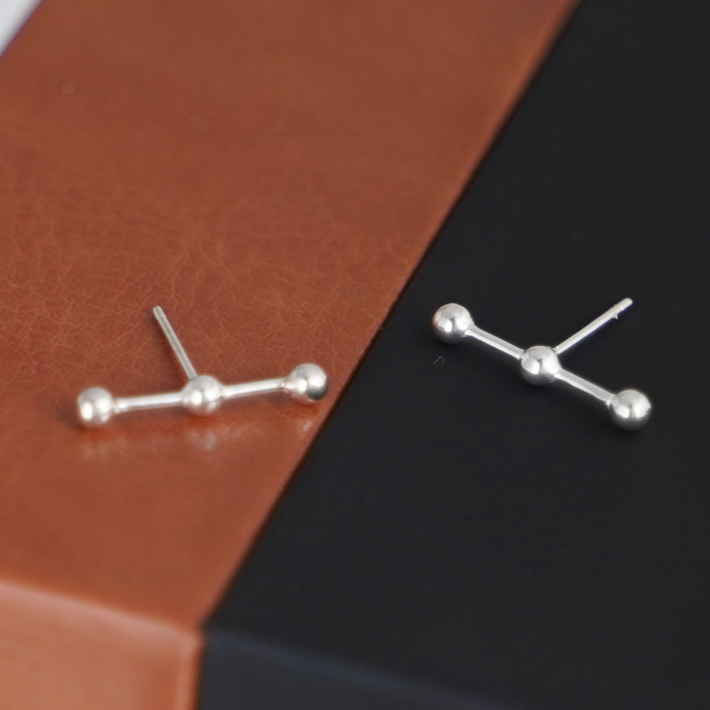 Sterling Silver Triple-Bead Stud Earrings