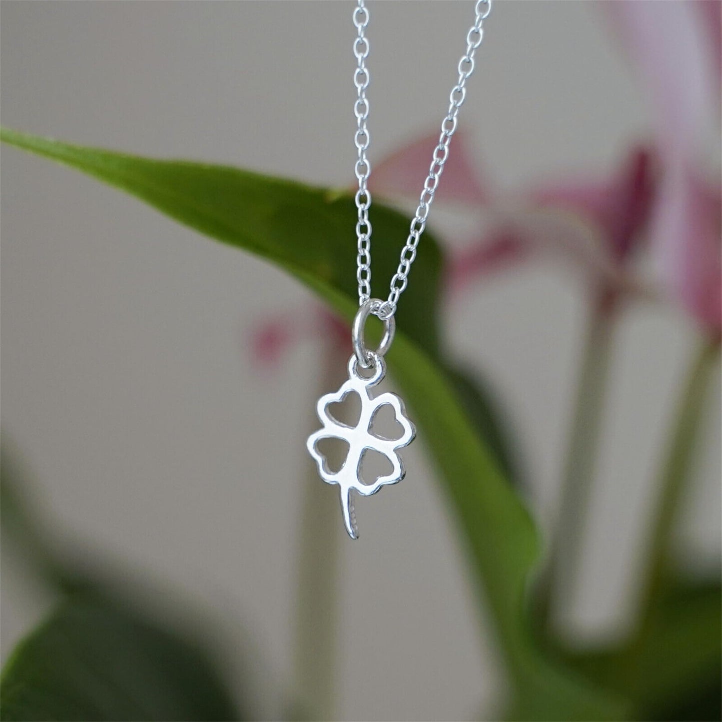 Sterling Silver Lucky Four Leaf Clover Pendant Charm For Necklace Bracelet