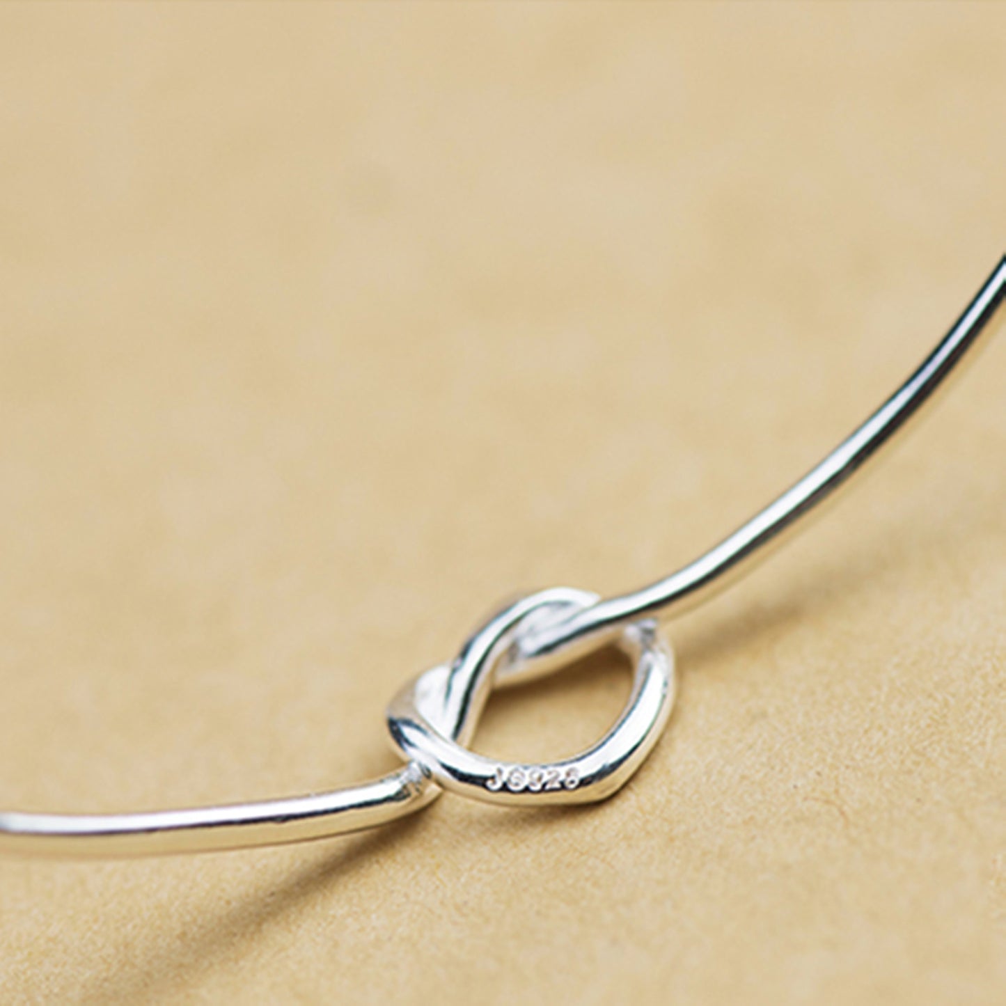 Love Knot Bangle Bracelet in Sterling Silver, 50 x 60mm | Adjustable bracelet - sugarkittenlondon