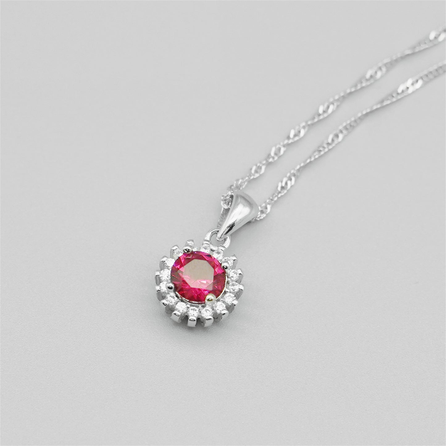 Statement 925 Sterling Silver Red Ruby CZ Cluster Jewelry Set with Choice of Chain - sugarkittenlondon