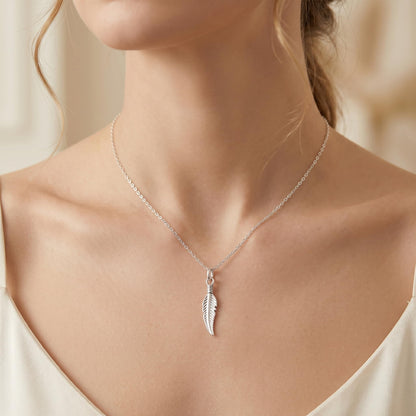 Sterling Silver Small Feather Angel Leaf Wing Charm Pendant For Necklace Bracelet Earrings (PS029)