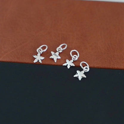 Sterling Silver Oxidized Tiny Puffy Plain Lucky Star Pendants Charms Set of 4 - sugarkittenlondon