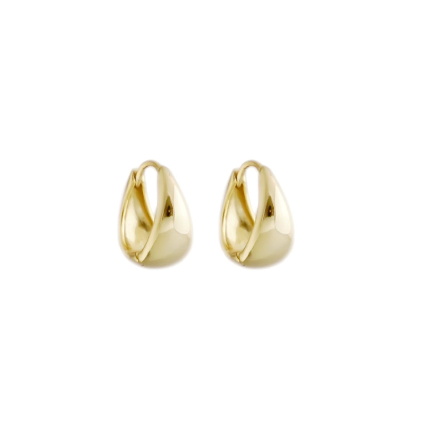 Gold teardrop huggie hoop earrings