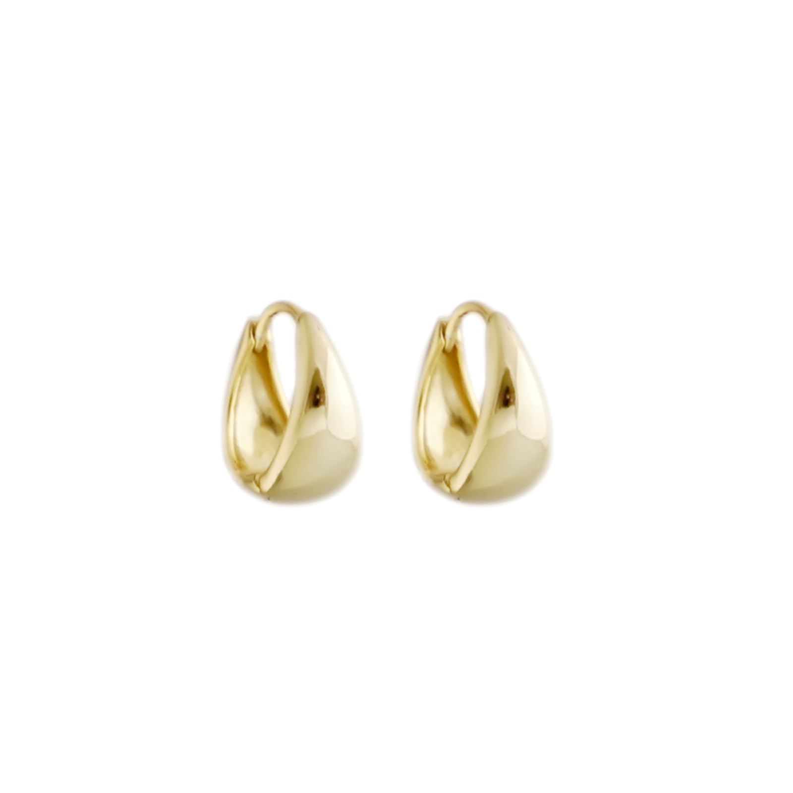 Gold teardrop huggie hoop earrings