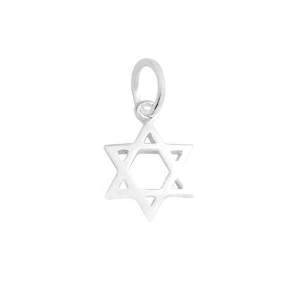 Hollow Star of David charm pendant with loop, silver-tone