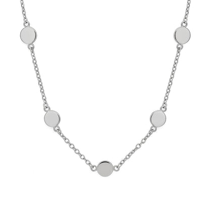 Multi-disc choker necklace with round silver discs on a link chain