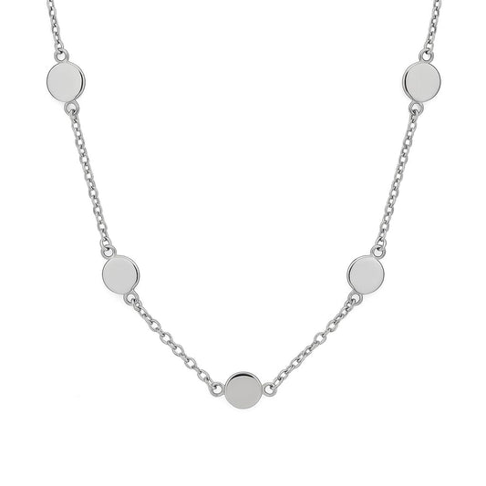 Multi-Disc choker necklace with round disc charms on silver-tone chain
