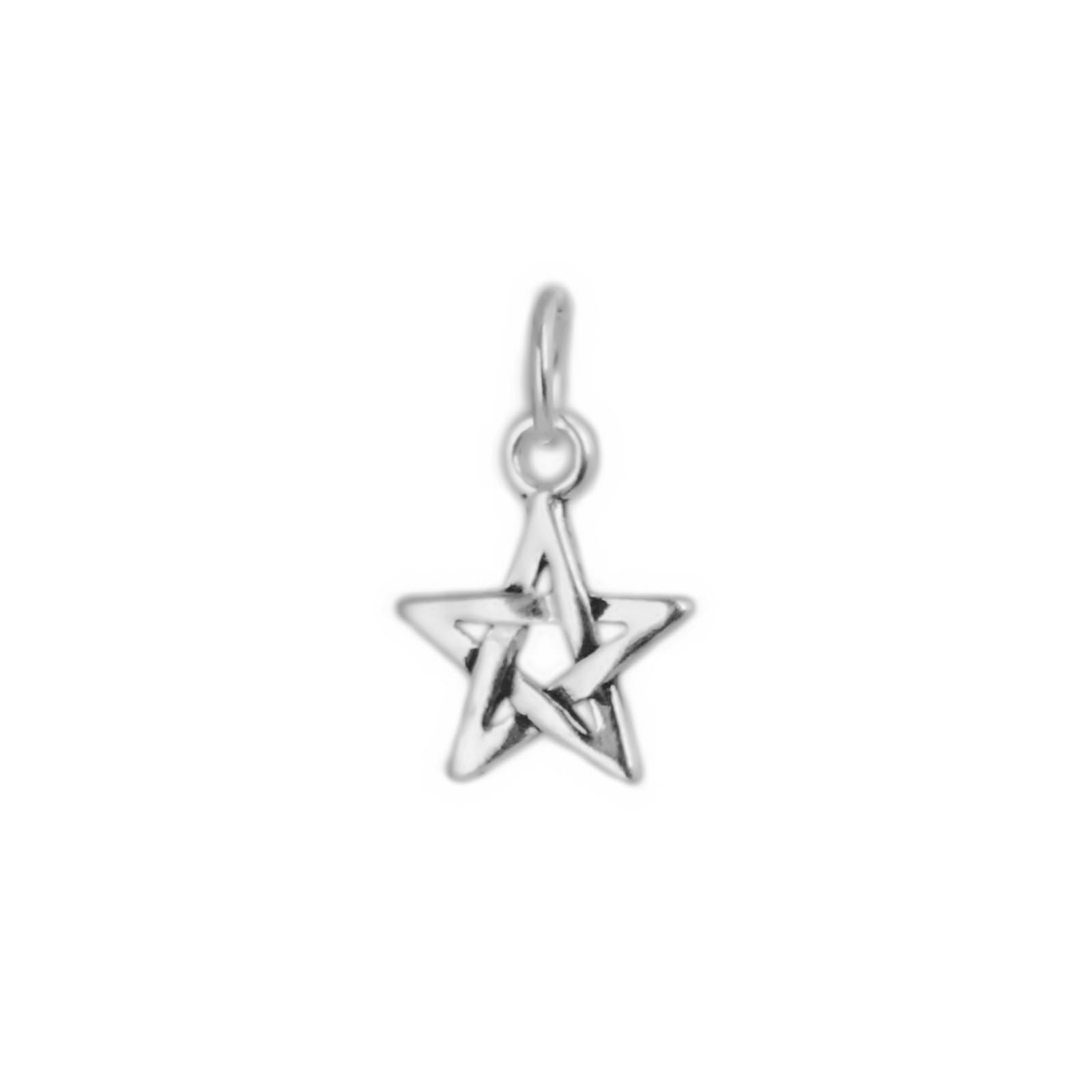 Hollow Lucky Star Charm: silver-tone hollow star pendant with ring bail