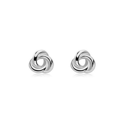 Silver Celtic trinity knot stud earrings, round swirl design