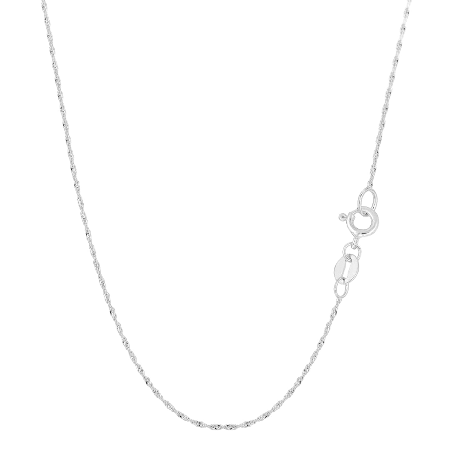 Rhodium twisted chain necklace with clover-shaped charm at the end