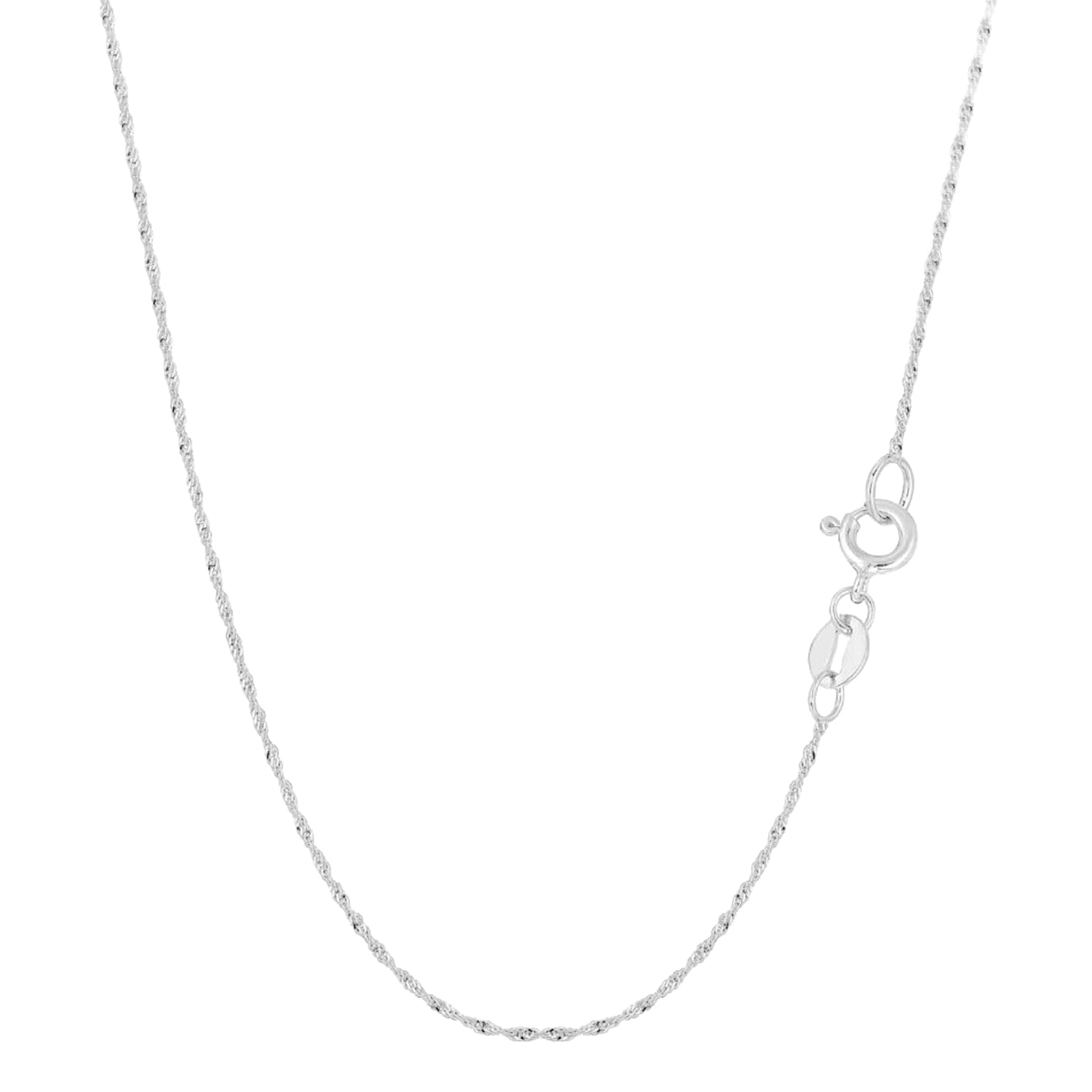 Rhodium twisted chain necklace with clover-shaped charm at the end