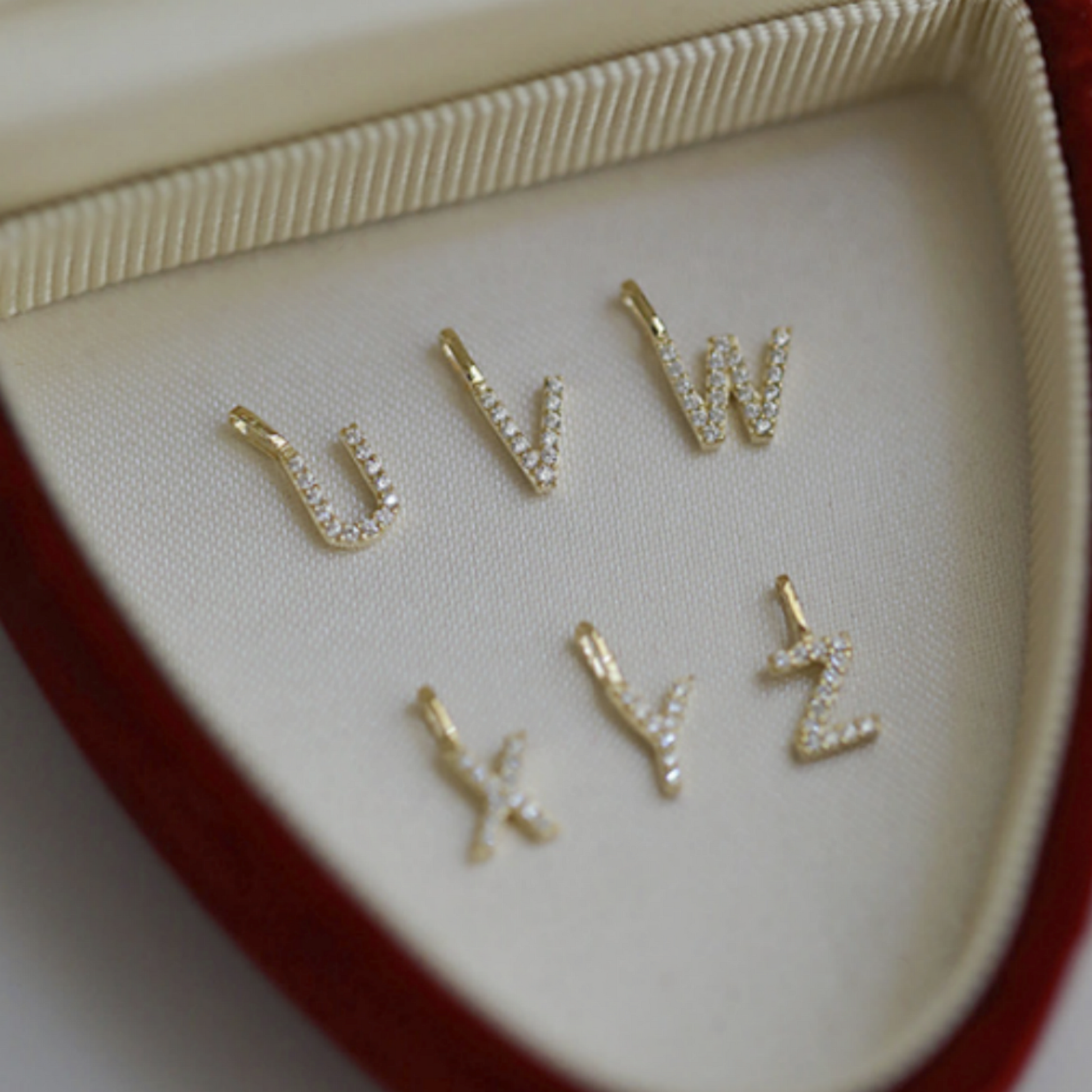 14K Gold on Sterling Silver Paved CZ MINI A-Z Letter Alphabet Initial DIY Charm Pendant 11 - 12mm - sugarkittenlondon 
