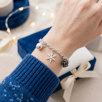 Sterling Silver 18mm Solid Snowflake Necklace Bracelet Charm Pendant 25mm Full Length