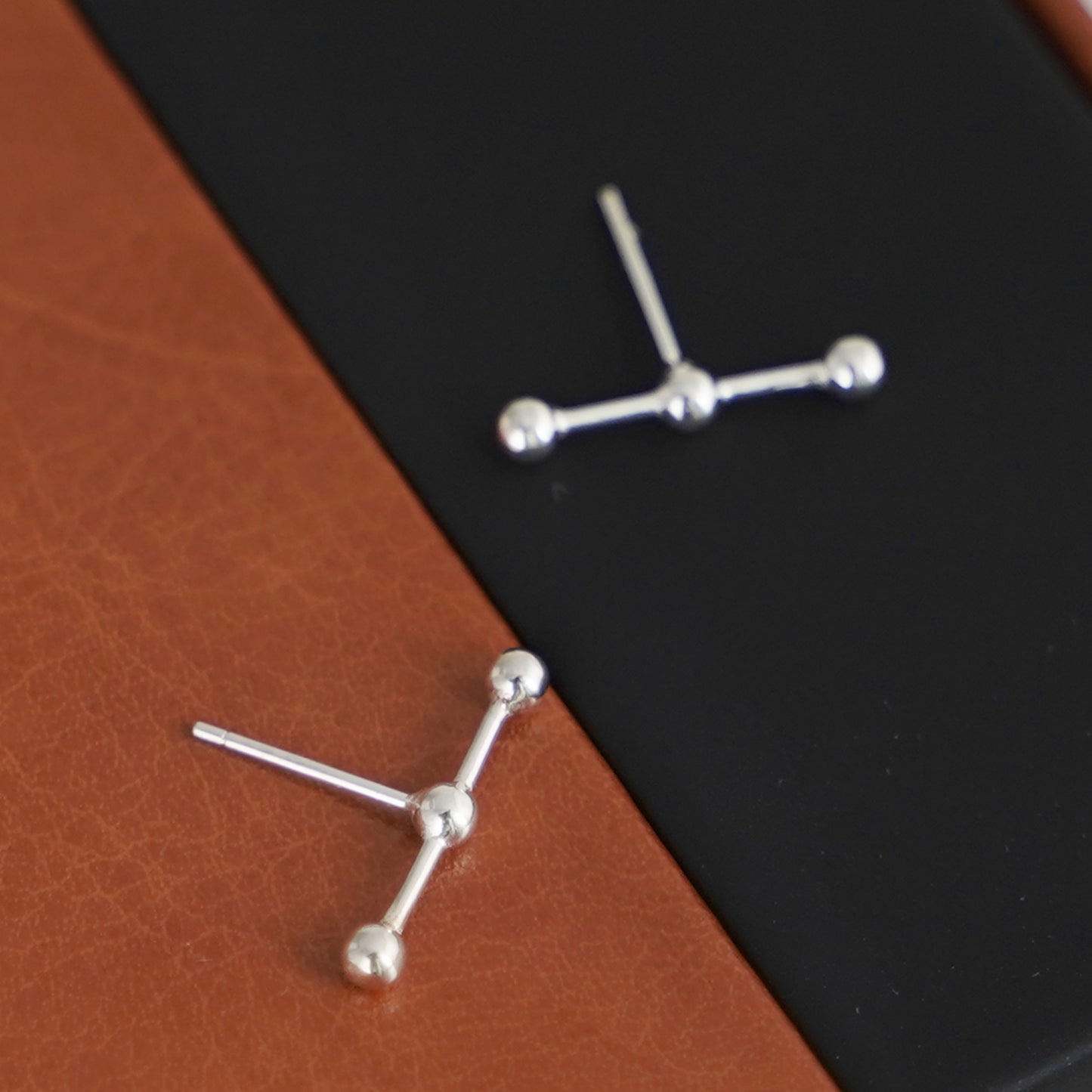 Sterling Silver Triple-Bead Stud Earrings