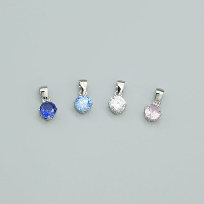 4-Colour Cubic Zirconia Diamanté Pendant Necklace in Sterling Silver