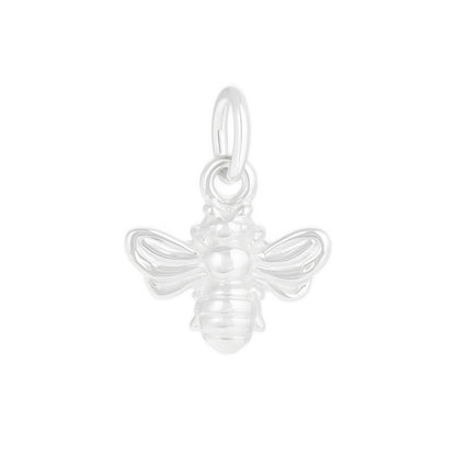 3D Bumble Bee Charm mit Öse und Flügeln, silberfarben und transparent wirkend