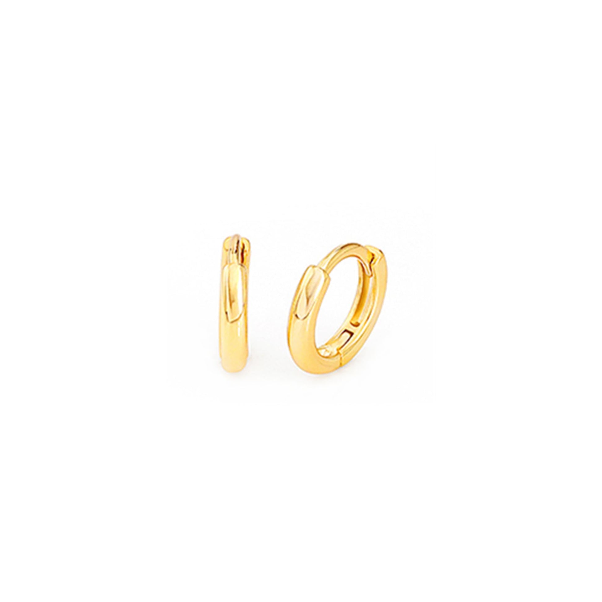 Gold-tone sleeper huggie hoop earrings, slim round profile