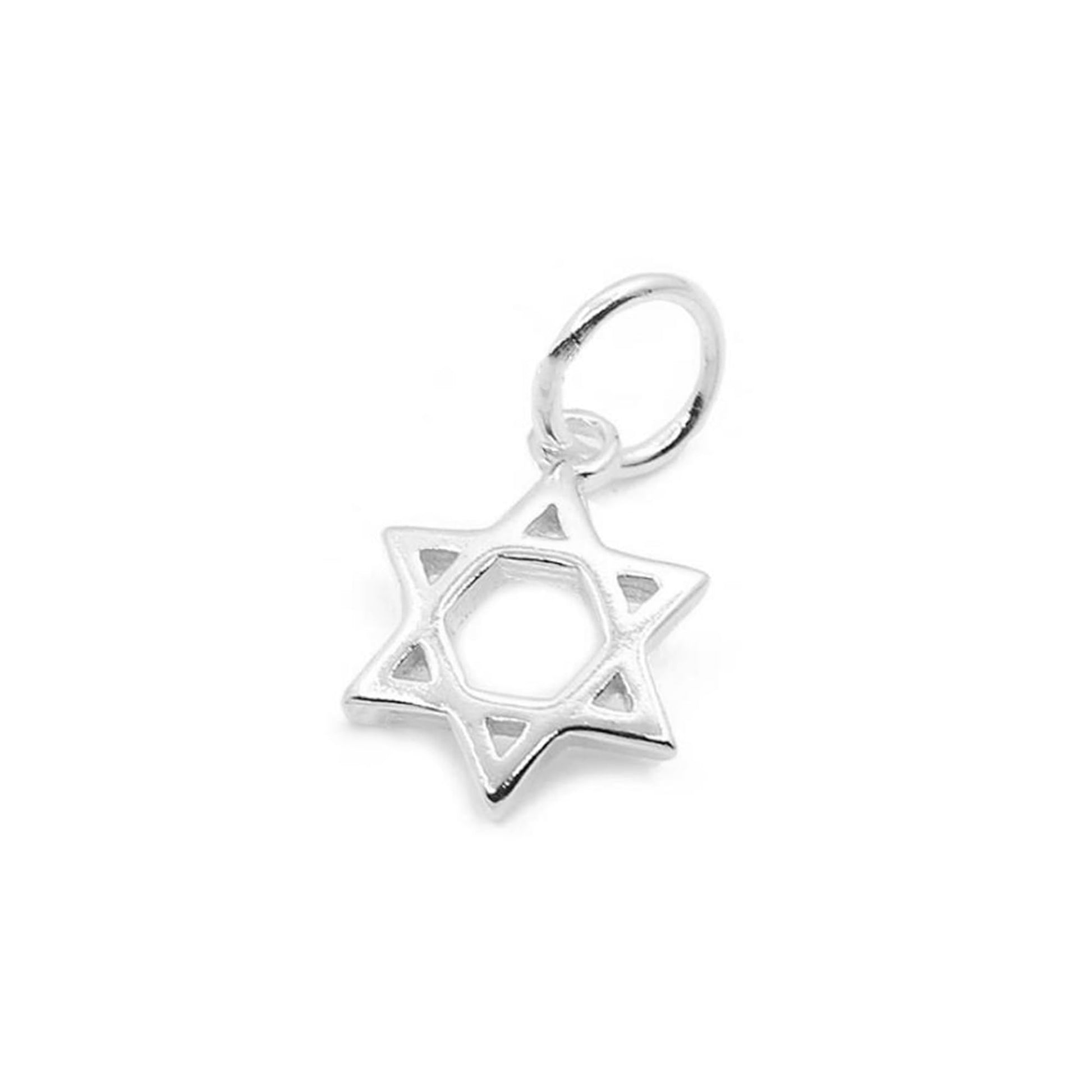 Hollow Star of David charm with ring bail, silver-tone