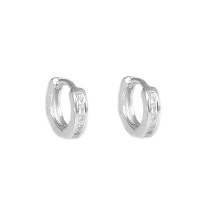 Sterling Silver 5 - 9mm Hoop Channel CZ Huggie Hinged Cuff Half Eternity Earrings
