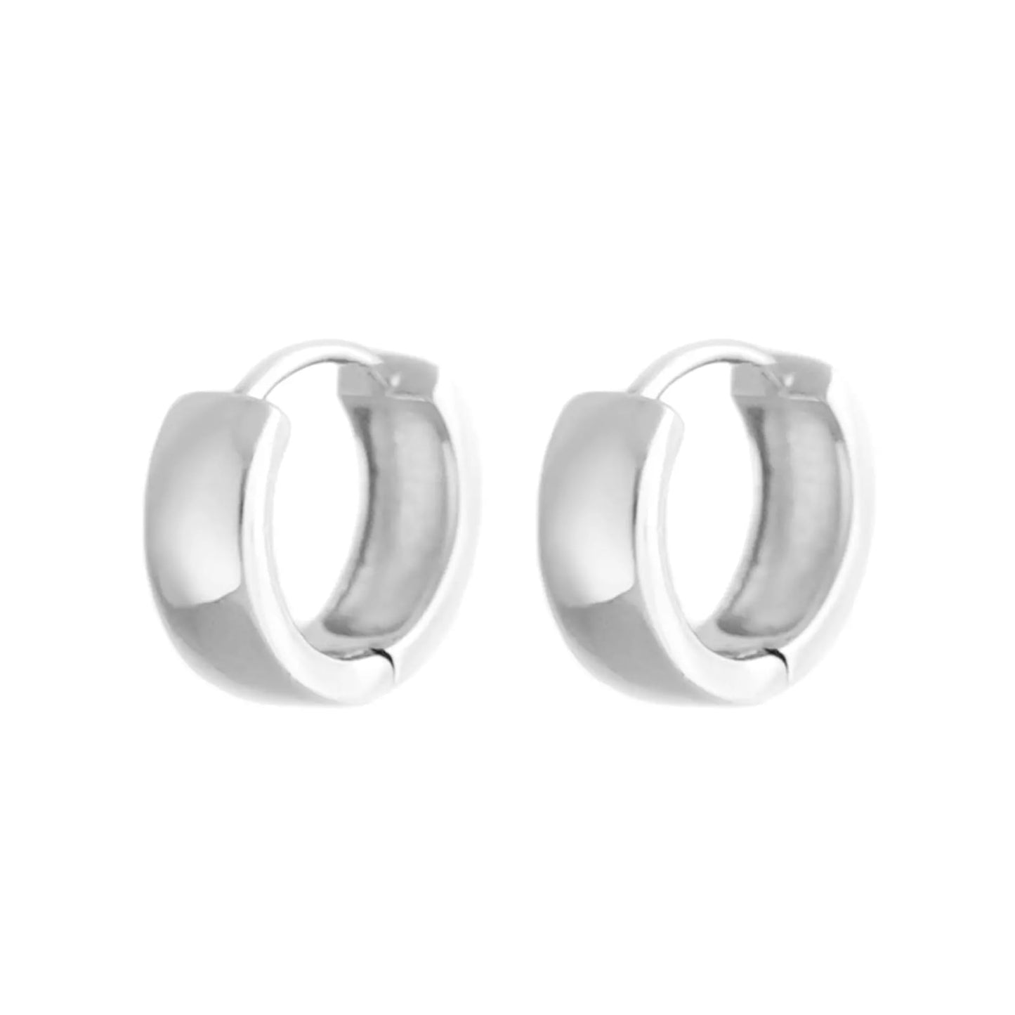 Sterling Silver Plain 6.5mm 8mm 10mm Hoop Earrings 4.5mm Band Unisex Rhodium/Gold