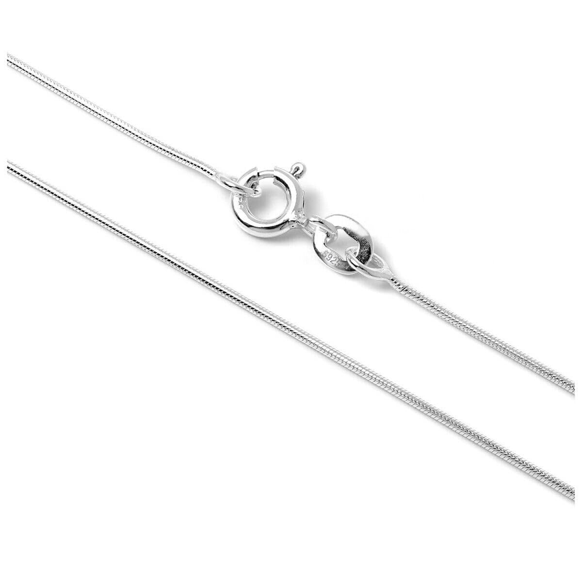 Silver snake chain necklace with lobster clasp and small oval links
