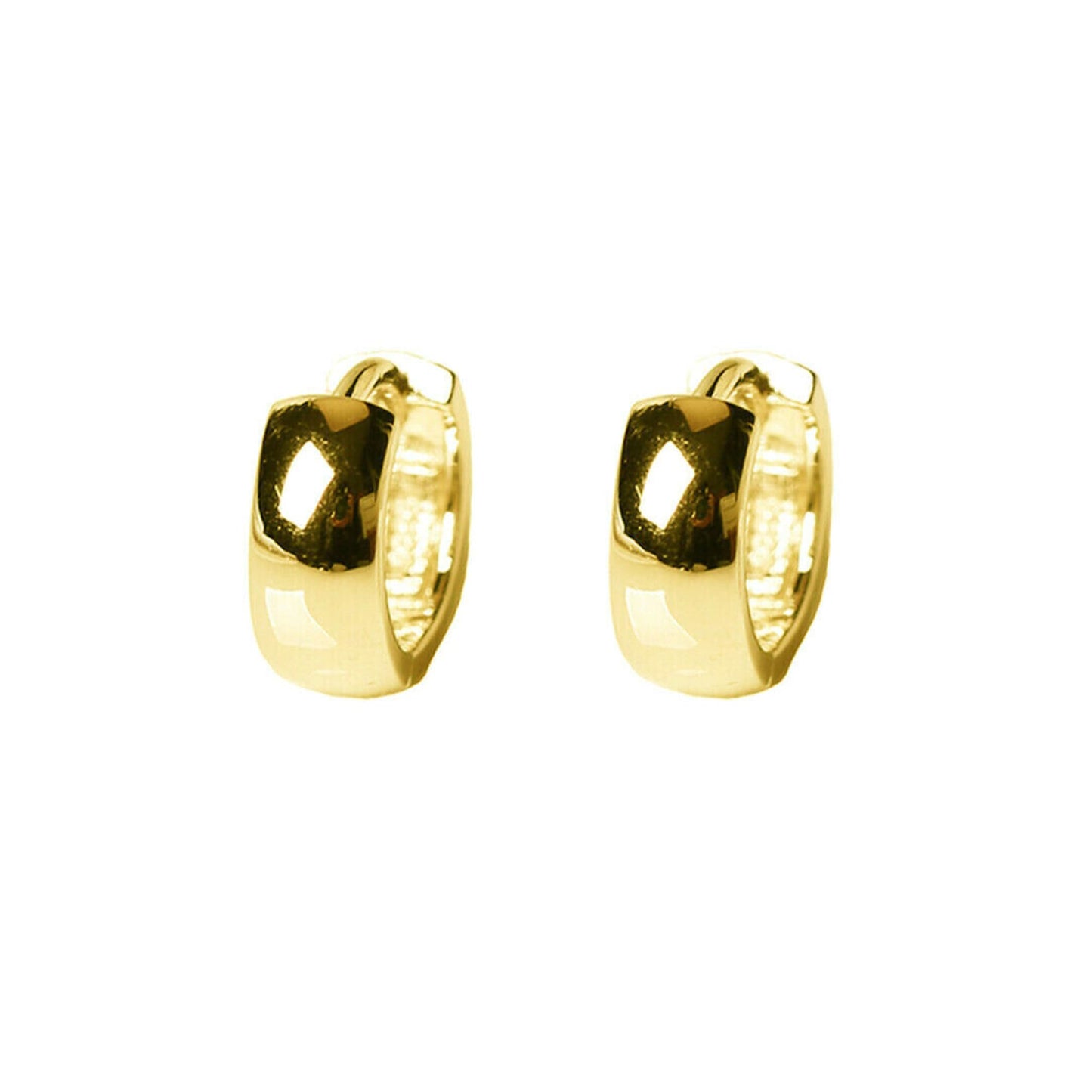Gold-tone bold huggie hoop earrings, front view with dark center inset
