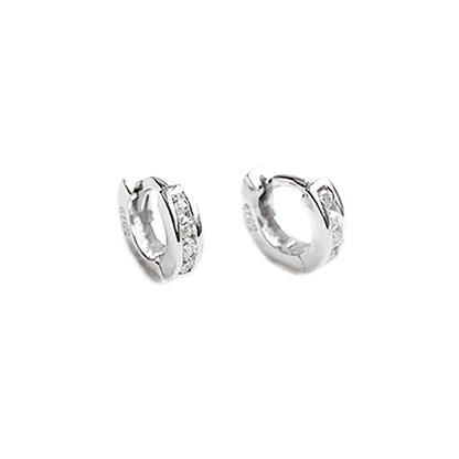Sterling Silver 5 - 9mm Hoop Channel CZ Huggie Hinged Cuff Half Eternity Earrings