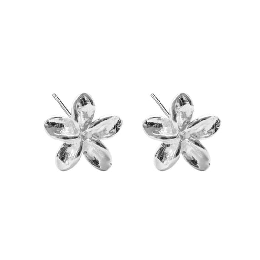 Sterling Silver Lily Flower Stud Earrings 4.5mm 6mm 7mm