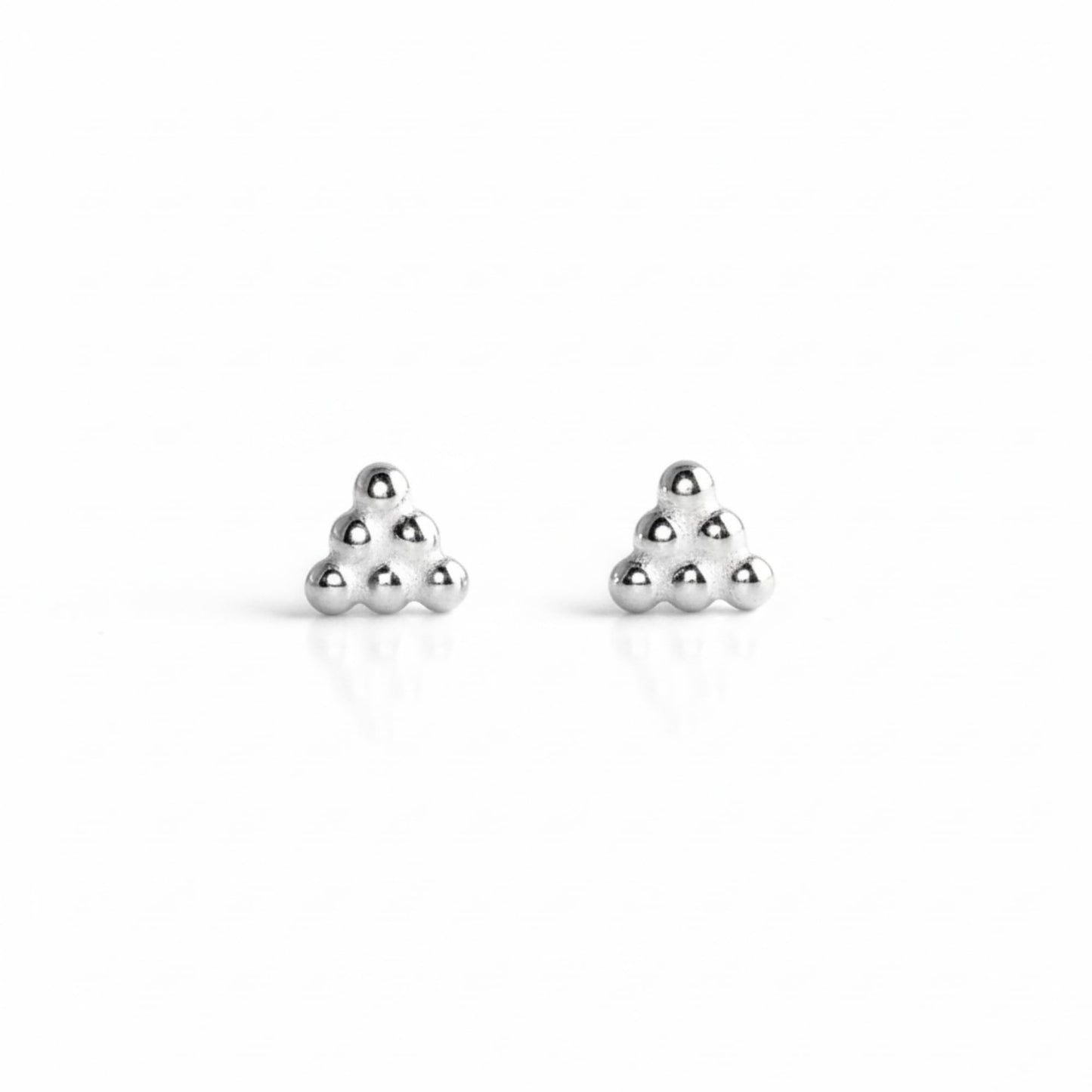 Sterling Silver Mini Square Triangle Cube Bubble Ball Bead Stud Earrings