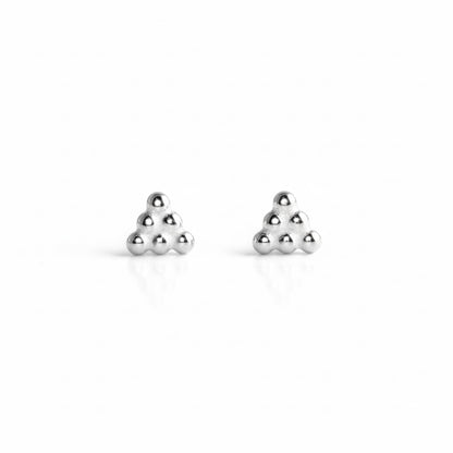 Sterling Silver Mini Square Triangle Cube Bubble Ball Bead Stud Earrings