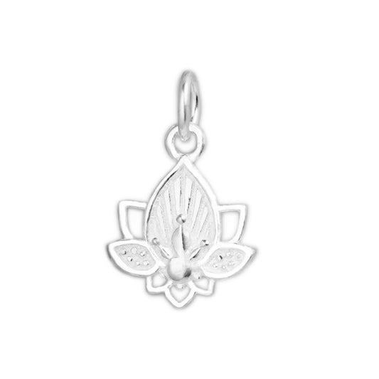 Sterling Silver Lotus Flower Yoga Zen Namaste Disc Charm Pendant