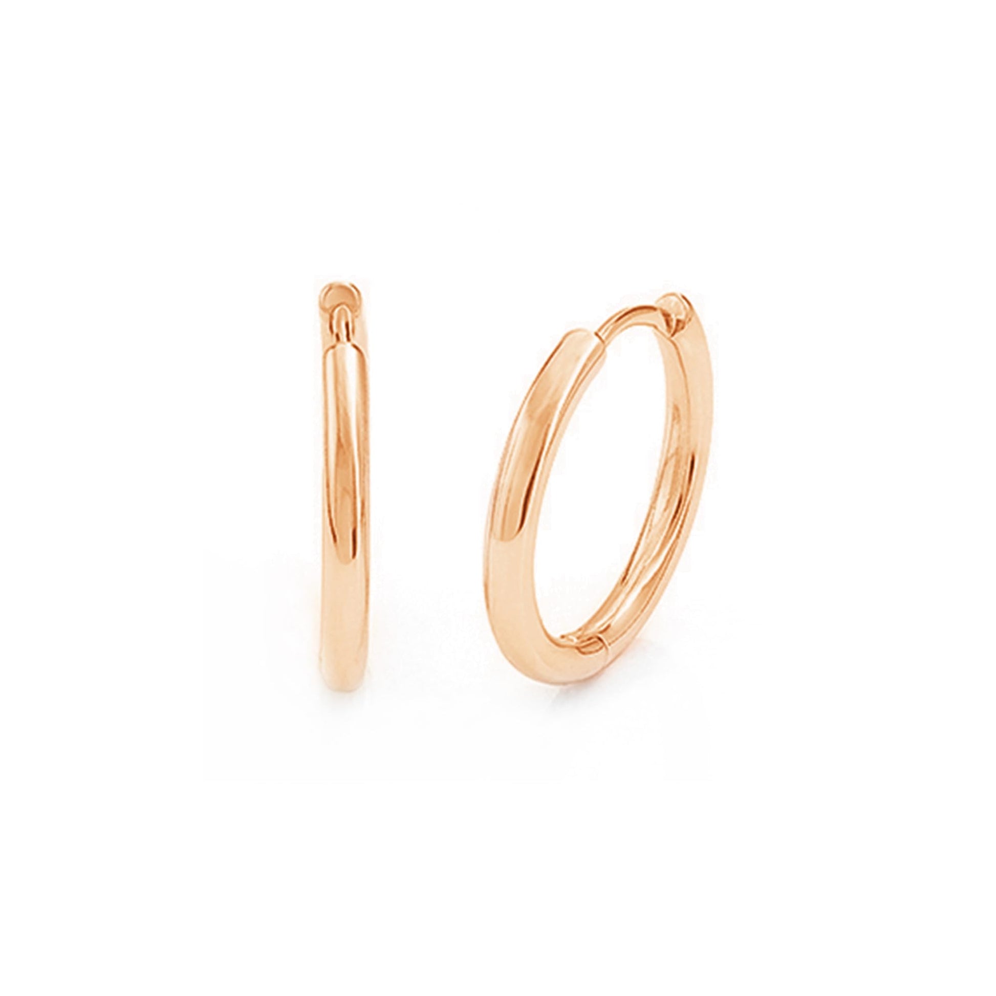 Rose gold-tone sleeper huggie hoop earrings, polished hinged hoops