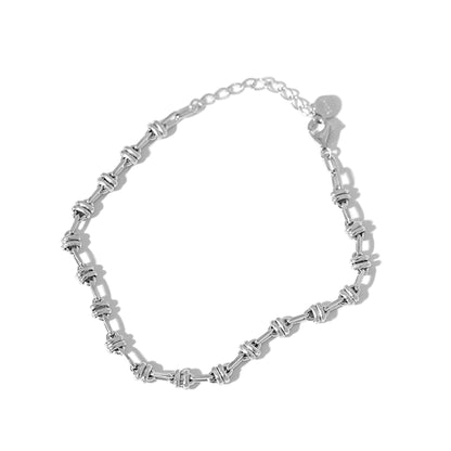 Oval rope curb bracelet in silver-tone metal, oval link curb chain with clasp