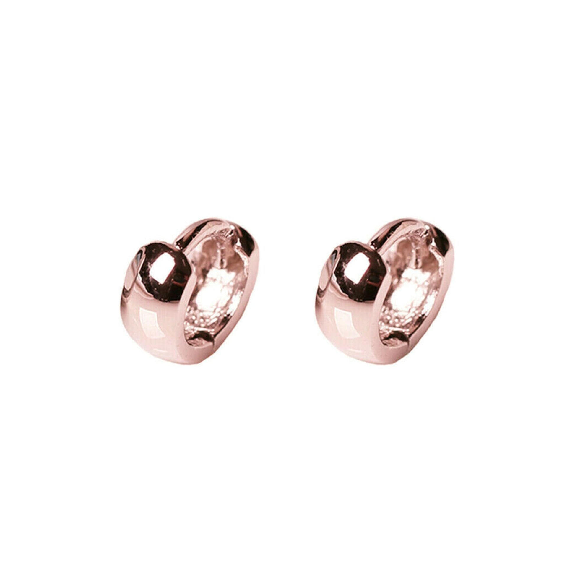 Rose gold-tone bold huggie hoop earrings, front view