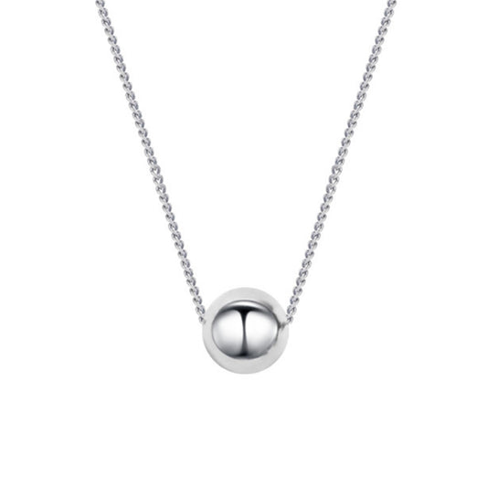 Polished Ball Necklace pendant with silver-tone round polished sphere and chain