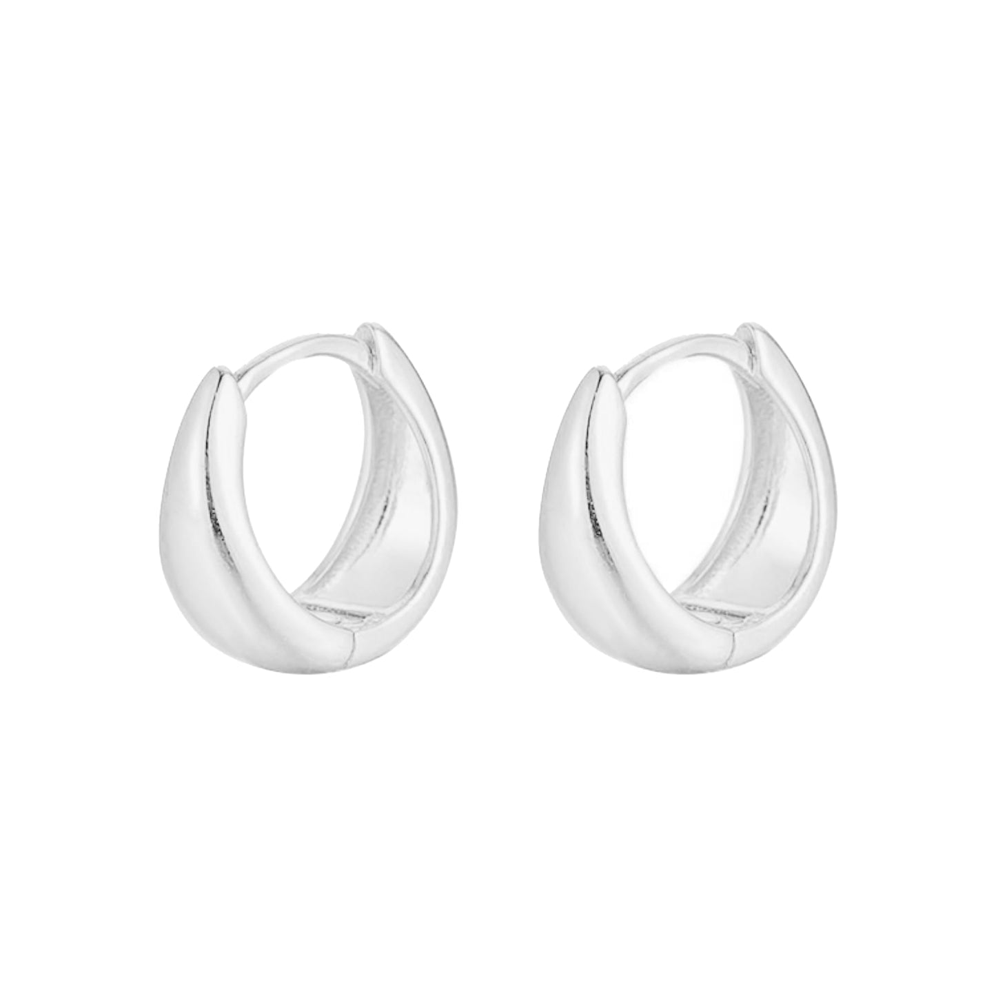 Silver teardrop huggie hoop earrings