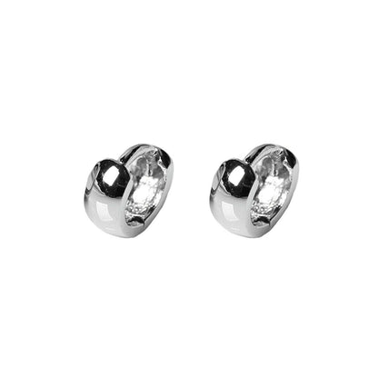 Rhodium huggie earrings with black stone accents, set of two