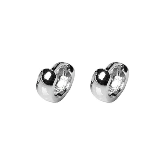 Bold 3mm Sleeper Huggies, rhodium-tone oval hoop earrings
