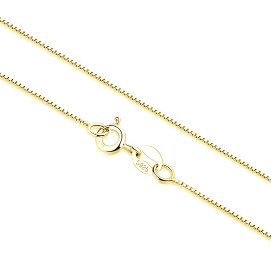 Sterling Silver 0.7mm Box Chain 3 Tones Rhodium Gold Rose Gold Unisex