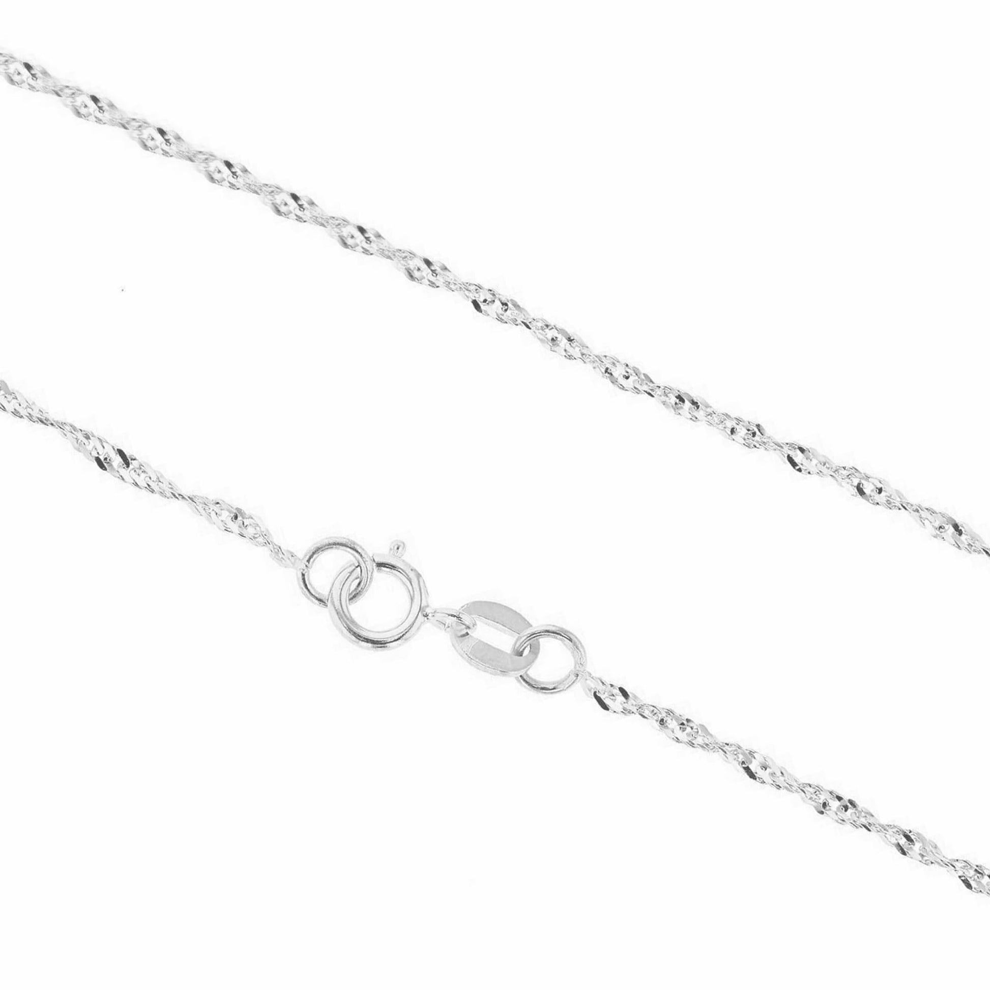 Rhodium twisted chain necklace with heart-link clasp detail