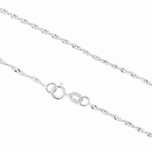 Rhodium on Sterling Silver 1.1mm Singapore Chain Twisted Knot Chain 17.7'' 45cm
