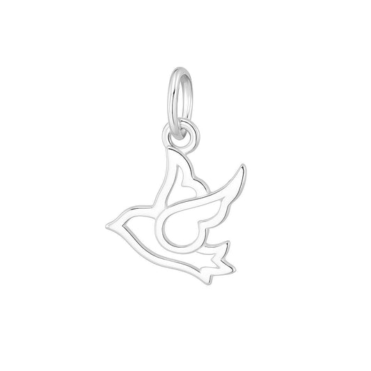 Sterling Silver Hollow Dove Peace Pigeon Bird Charm Pendant
