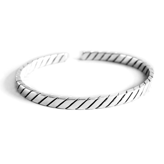 Sterling Silver Oxidised Solid Twisted Rope Cuff Bangle Full Traditional UK Hallmark 17cm 6.7''
