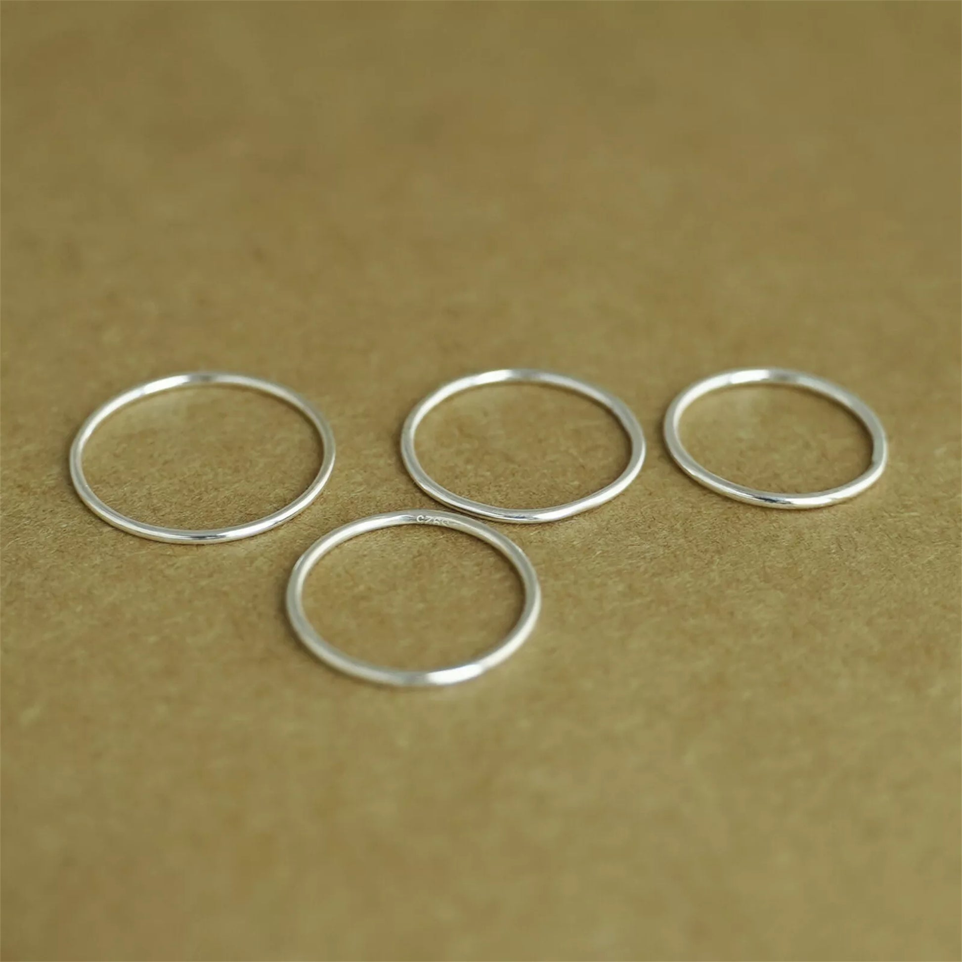 1mm Sterling Silver Skinny Round Band Stacking Rings - sugarkittenlondon