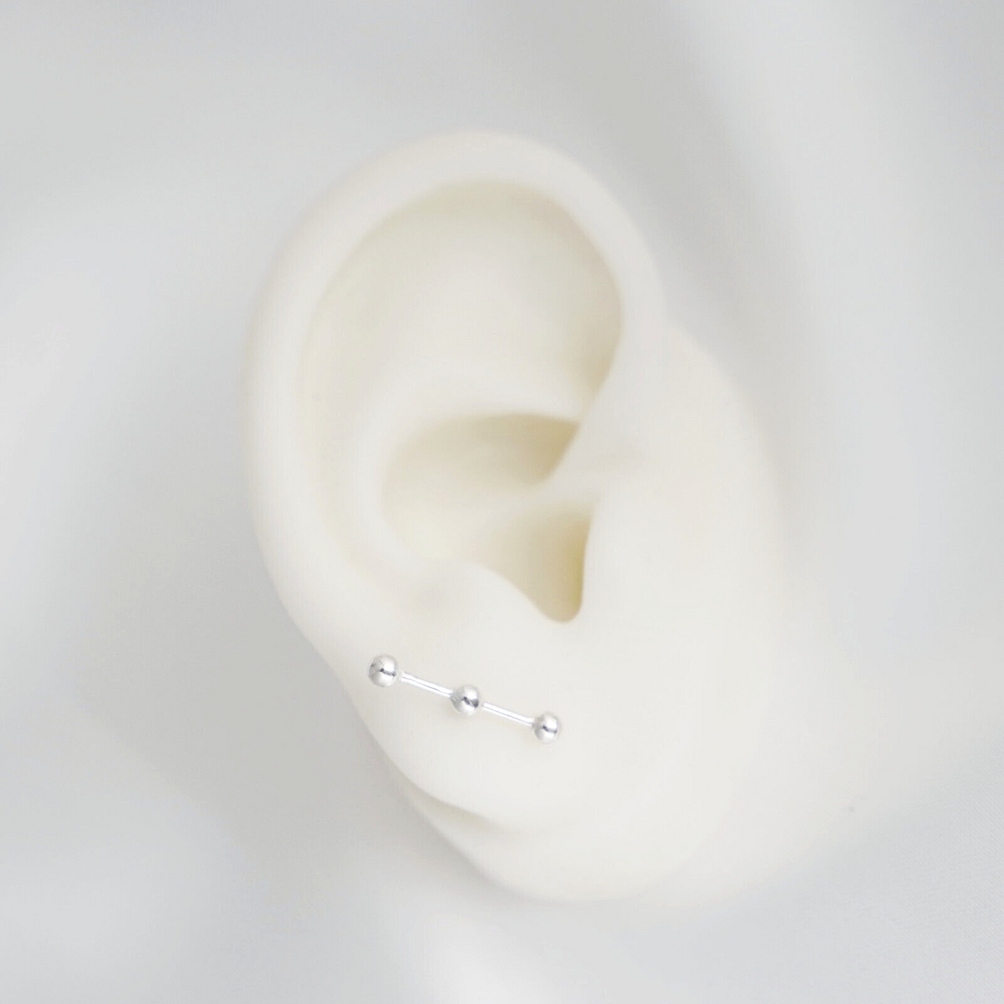 Sterling Silver Triple-Bead Stud Earrings