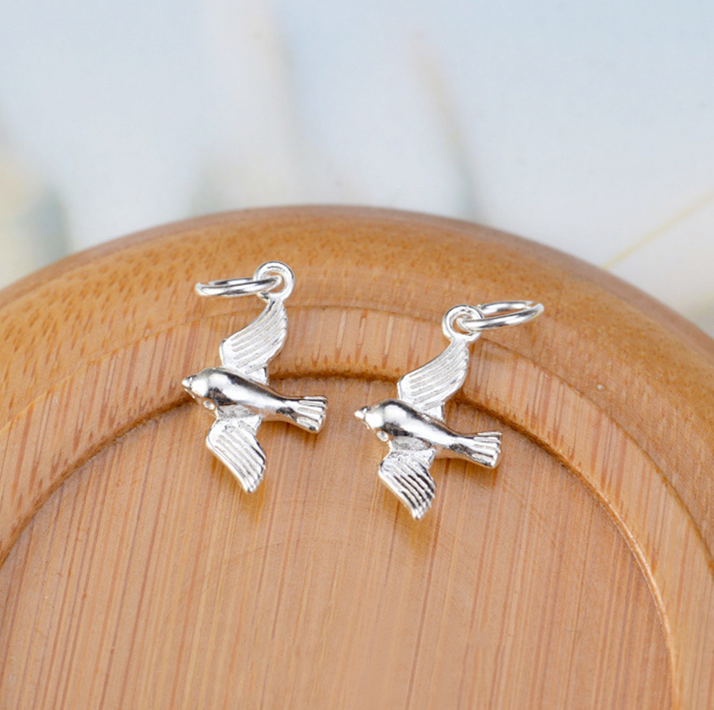 Sterling Silver 3D Flying Bird Pendant For Necklace Bracelet