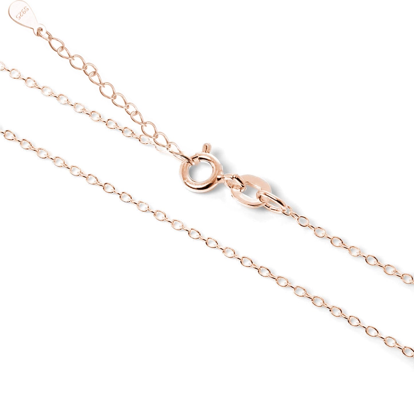 Rose gold-tone mixed link chain necklace with round clasp close-up