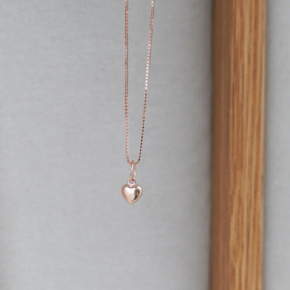 Rose gold-tone box chain necklace with heart charm pendant