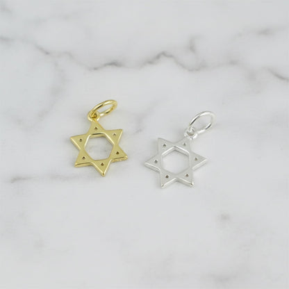 Star of David pendant charms in gold and silver tones