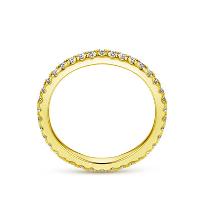 18K Gold on Sterling Silver Full Eternity 2mm Paved CZ Crystal Band Ring I - U